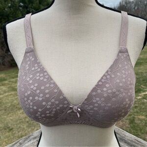 Glamorise bra no wire free wireless t-shirt seamless padded push up beige 38A